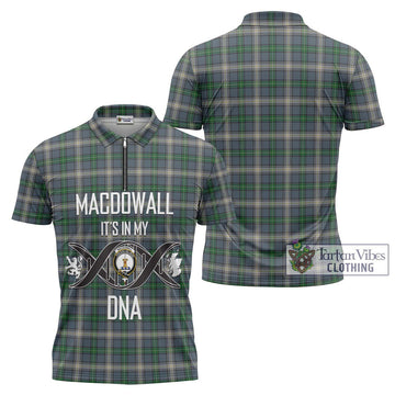 MacDowall (McDowall) Tartan Zipper Polo Shirt with Family Crest DNA In Me Style Unisex - Tartan Vibes Clothing