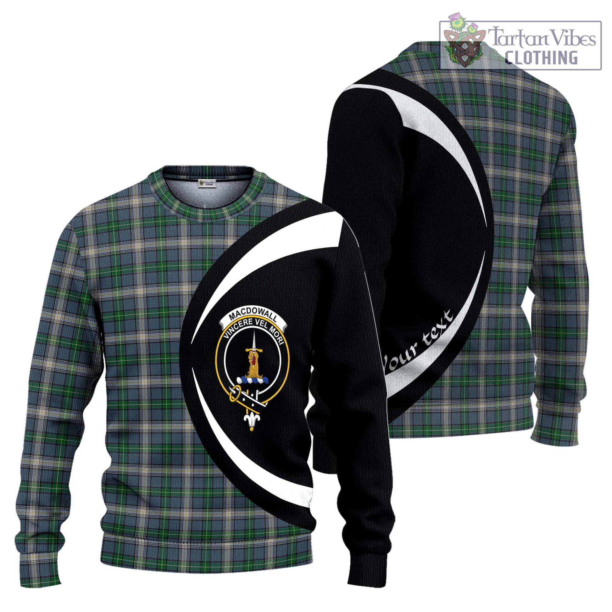 MacDowall (McDowall) Tartan Ugly Sweater with Family Crest Circle Style Unisex - Tartan Vibes Clothing