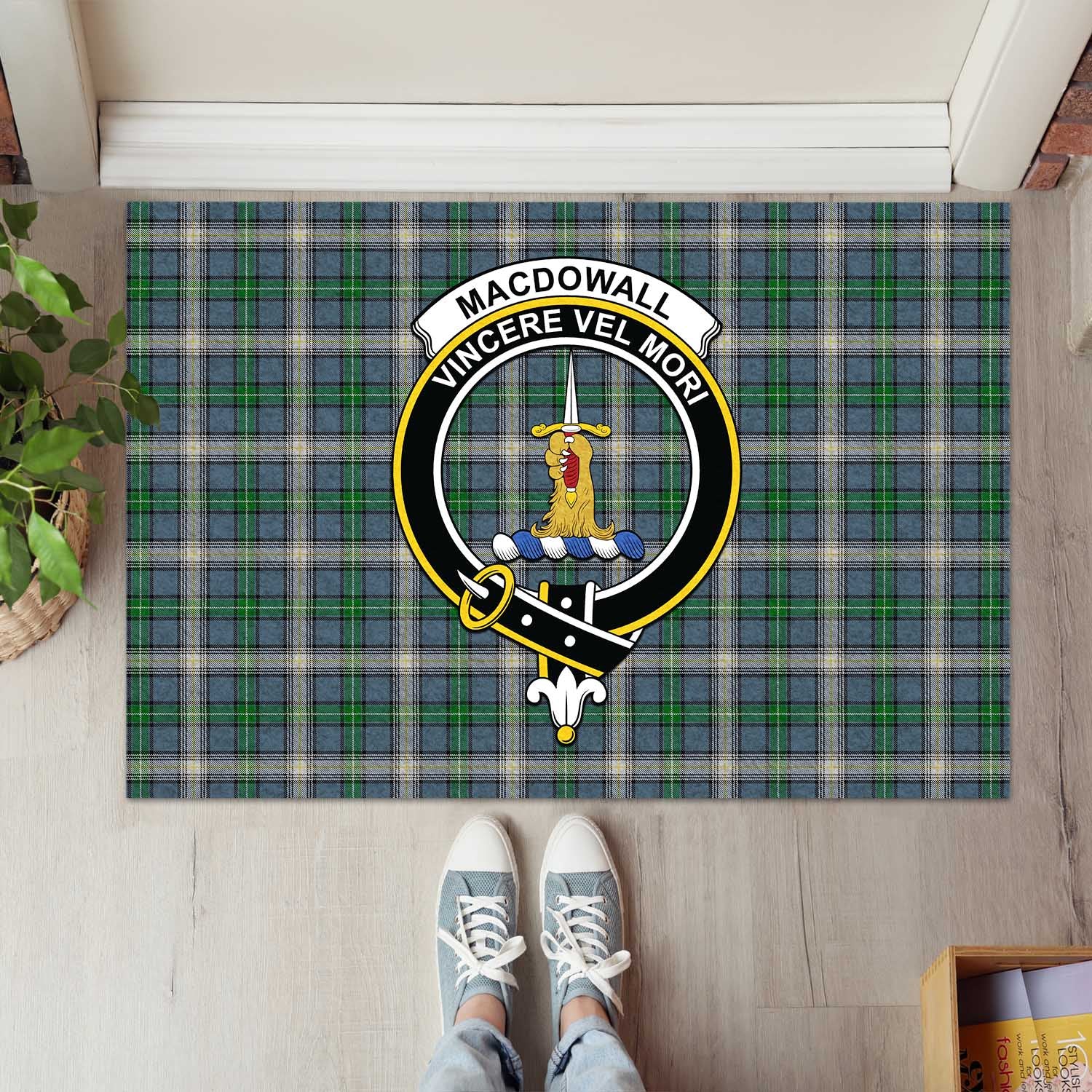 MacDowall (McDowall) Tartan Rubber Doormat with Family Crest L 60*90cm - Tartan Vibes Clothing