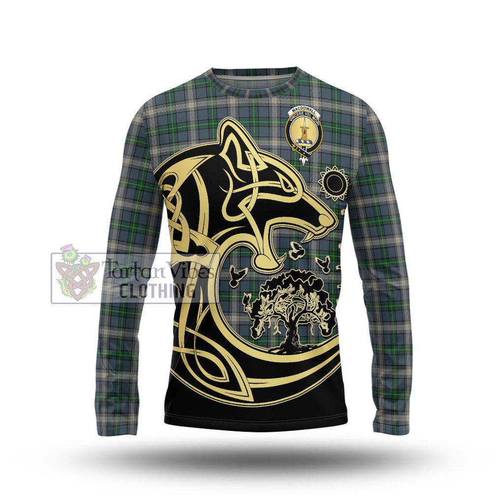 MacDowall (McDowall) Tartan Long Sleeve T-Shirt with Family Crest Celtic Wolf Style Unisex - Tartan Vibes Clothing