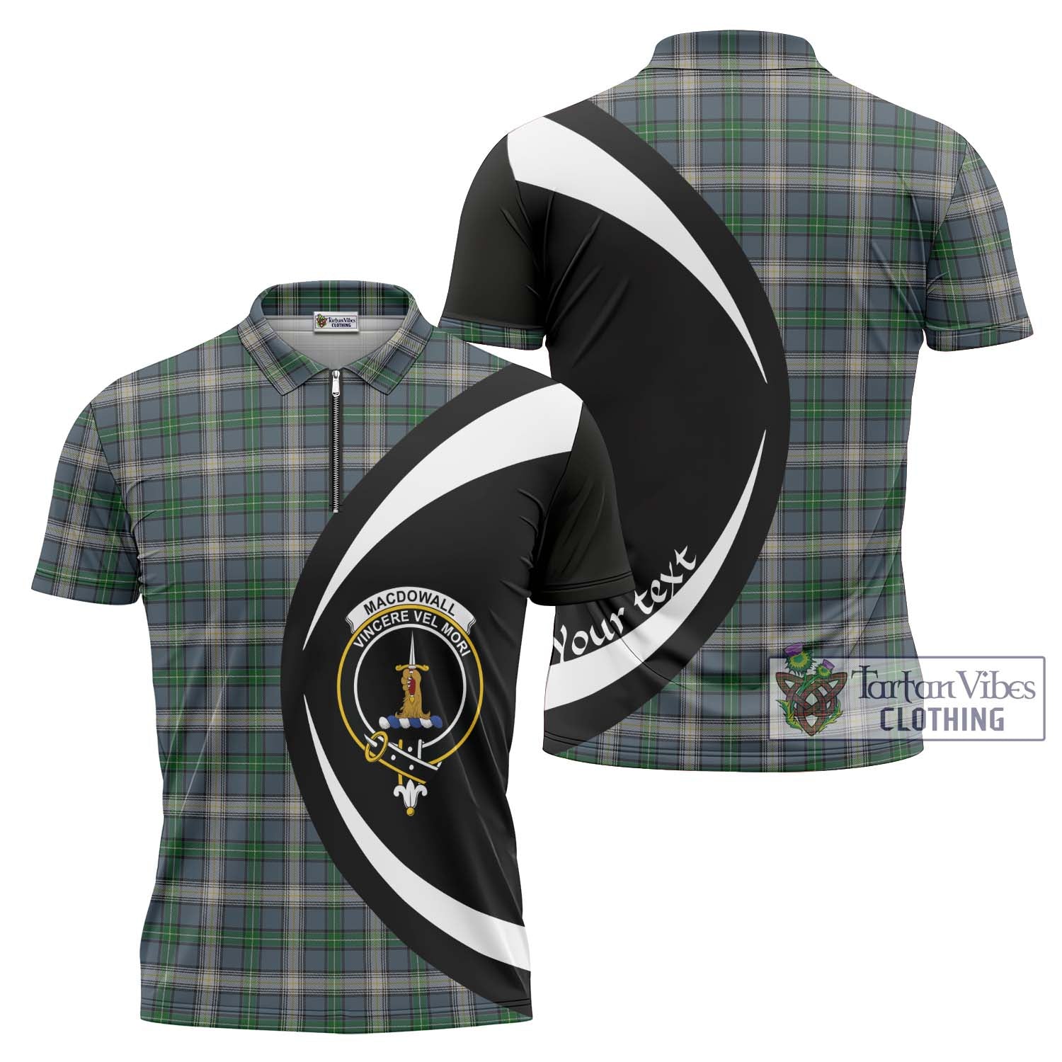 MacDowall (McDowall) Tartan Zipper Polo Shirt with Family Crest Circle Style Unisex - Tartan Vibes Clothing