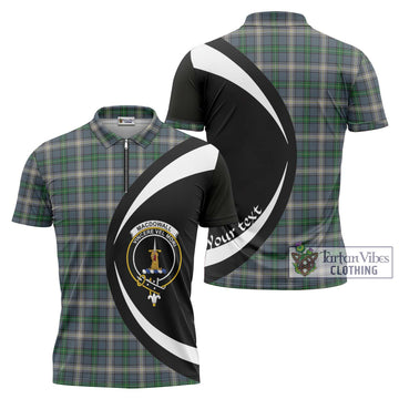 MacDowall (McDowall) Tartan Zipper Polo Shirt with Family Crest Circle Style Unisex - Tartan Vibes Clothing