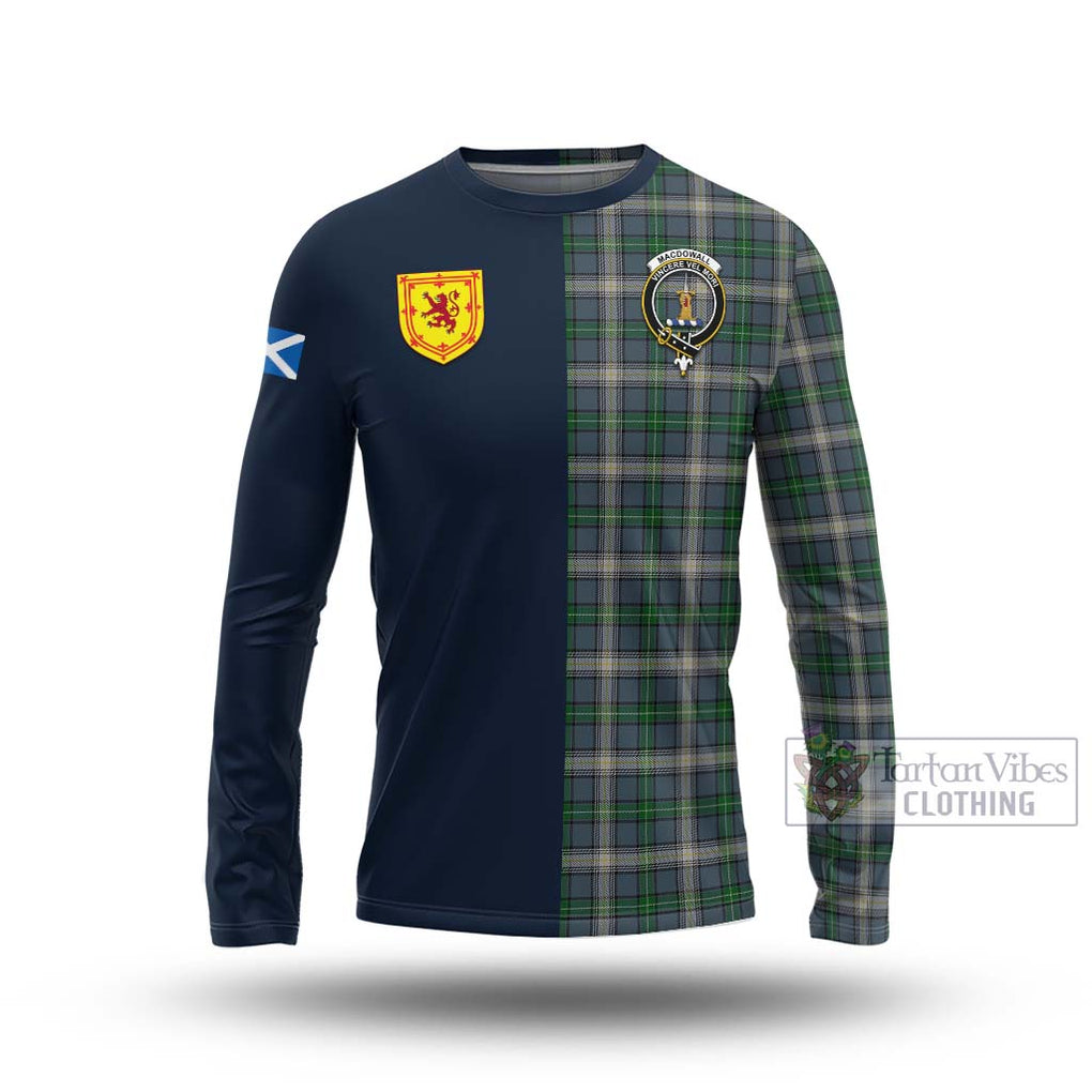 Tartan Vibes Clothing MacDowall Tartan Long Sleeve T-Shirt with Scottish Lion Royal Arm Half Style
