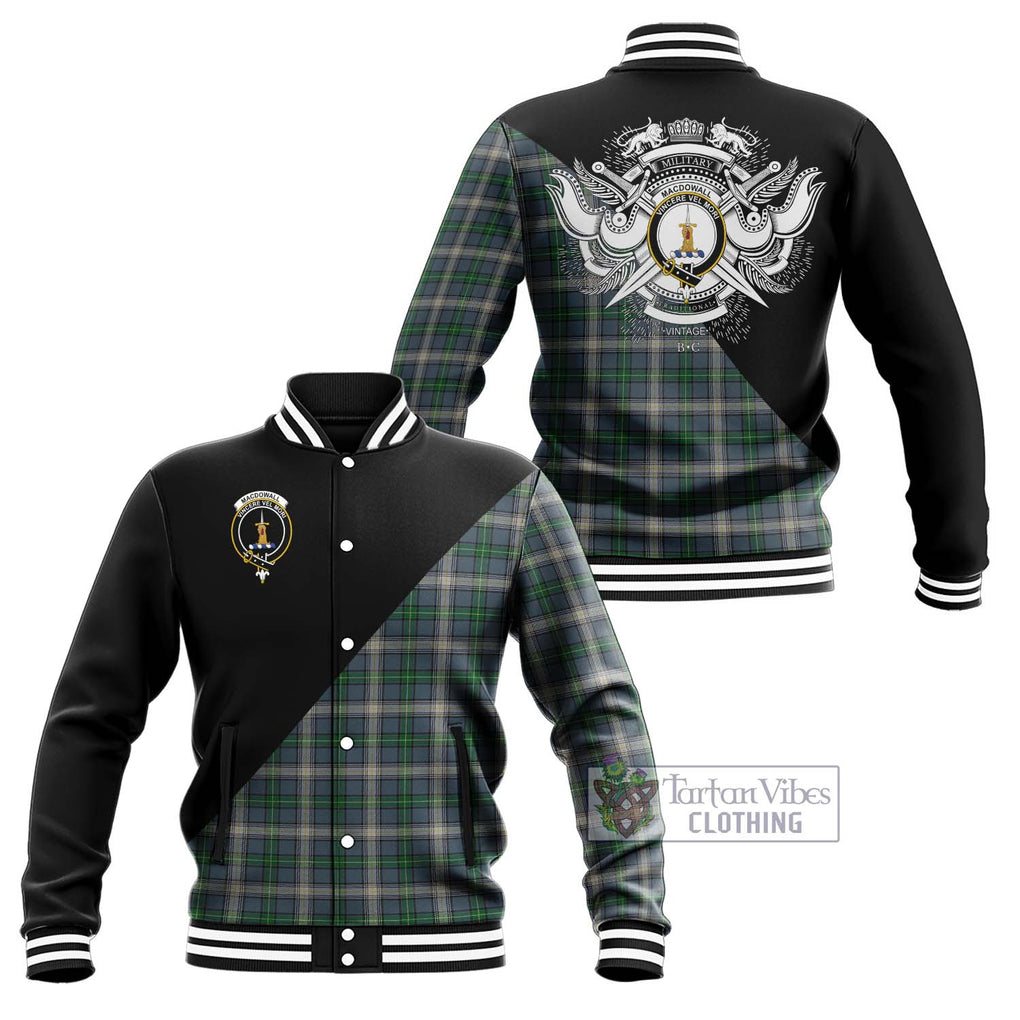 MacDowall (McDowall) Tartan Baseball Jacket with Family Crest and Military Logo Style Unisex - Tartan Vibes Clothing