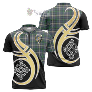 MacDowall (McDowall) Tartan Zipper Polo Shirt with Family Crest and Celtic Symbol Style Unisex - Tartan Vibes Clothing