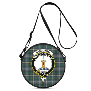 MacDowall (McDowall) Tartan Round Satchel Bags with Family Crest