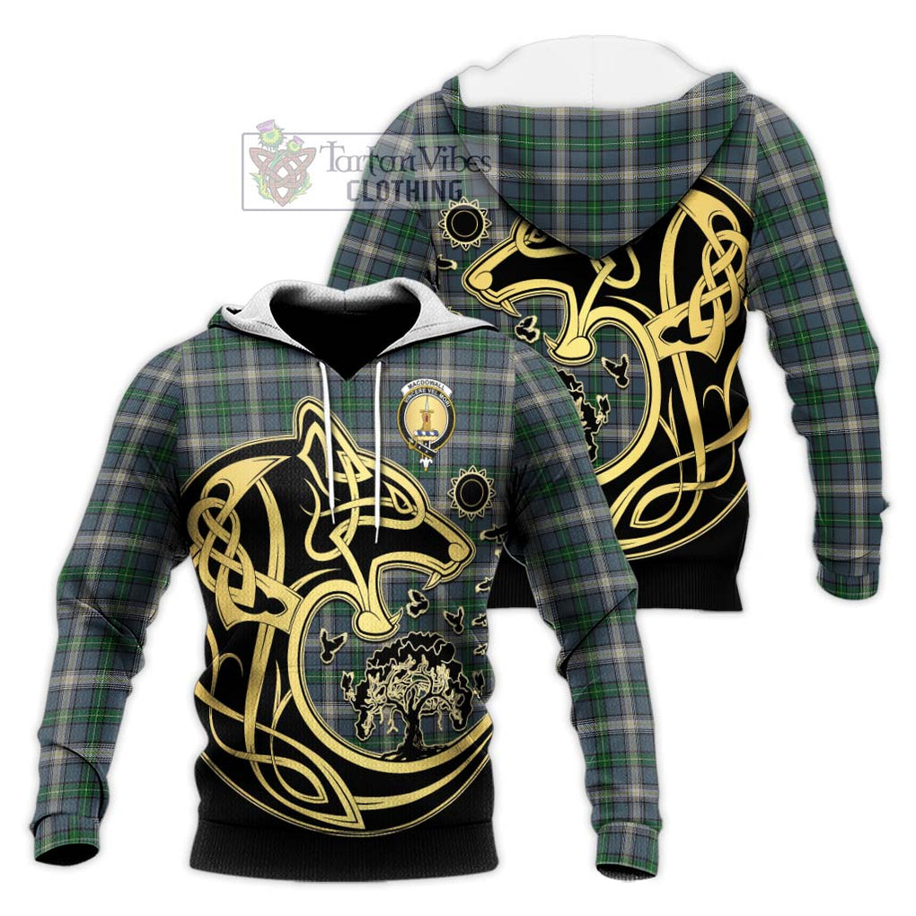 MacDowall (McDowall) Tartan Knitted Hoodie with Family Crest Celtic Wolf Style Unisex Knitted Pullover Hoodie - Tartan Vibes Clothing