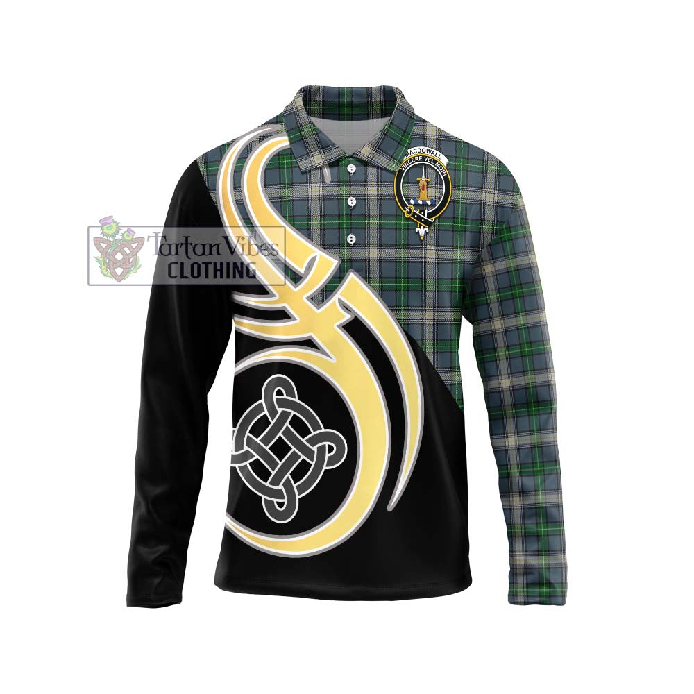 MacDowall (McDowall) Tartan Long Sleeve Polo Shirt with Family Crest and Celtic Symbol Style Unisex - Tartan Vibes Clothing