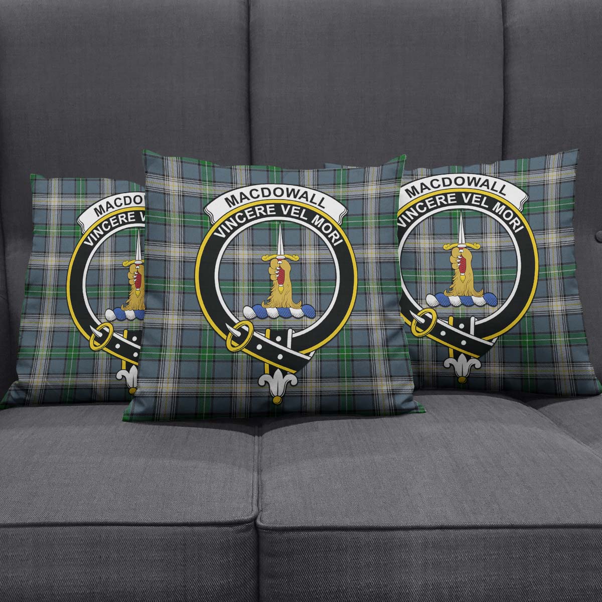 MacDowall Tartan Pillow Cover with Family Crest Square Pillow Cover - Tartanvibesclothing