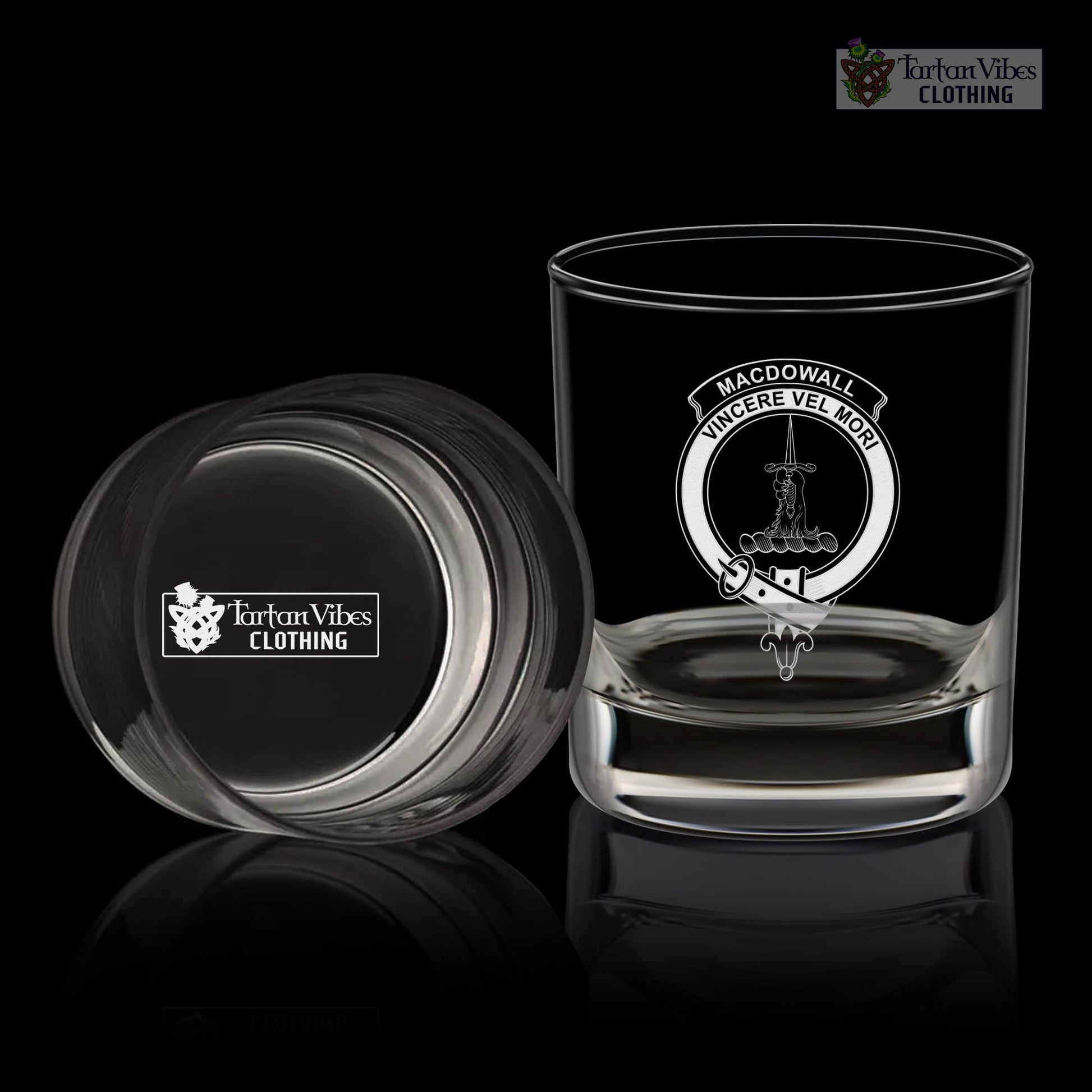 MacDowall (McDowall) Clan Crest Engraved Whiskey Glass One Size Engraved Glass - 2D-tartanvibesclothing