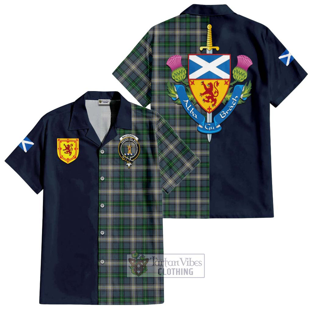 MacDowall (McDowall) Tartan Hawaiian Shirt Alba with Scottish Lion Royal Arm Half Style Kid - Tartan Vibes Clothing