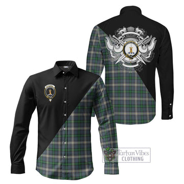 MacDowall (McDowall) Tartan Long Sleeve Button Shirt with Family Crest and Military Logo Style Men's Shirt S - Tartanvibesclothing Shop