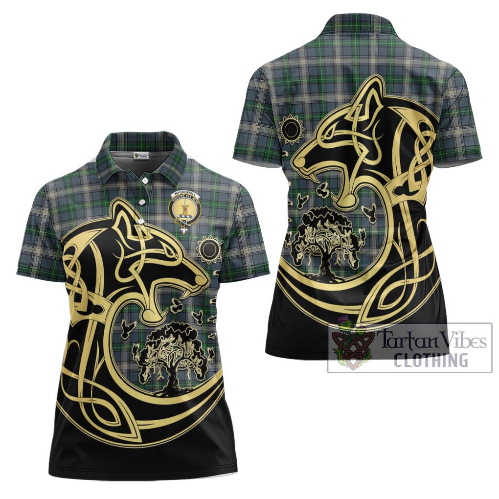 MacDowall (McDowall) Tartan Women's Polo Shirt with Family Crest Celtic Wolf Style Women - Tartan Vibes Clothing