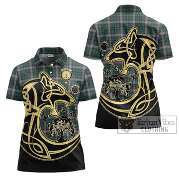 MacDowall (McDowall) Tartan Women's Polo Shirt with Family Crest Celtic Wolf Style Women - Tartan Vibes Clothing