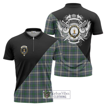 MacDowall (McDowall) Tartan Zipper Polo Shirt with Family Crest and Military Logo Style Unisex - Tartan Vibes Clothing