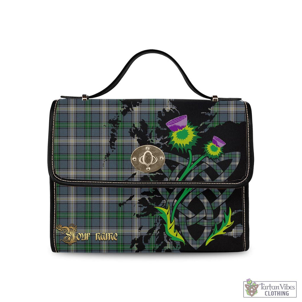 Tartan Vibes Clothing MacDowall Tartan Waterproof Canvas Bag with Scotland Map and Thistle Celtic Accents