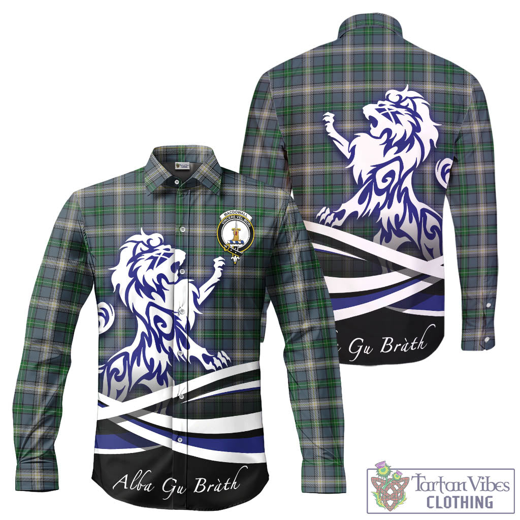 MacDowall (McDowall) Tartan Long Sleeve Button Up Shirt with Alba Gu Brath Regal Lion Emblem - Tartan Vibes Clothing