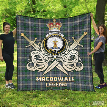 MacDowall (McDowall) Tartan Quilt with Clan Crest and the Golden Sword of Courageous Legacy - Tartan Vibes Clothing