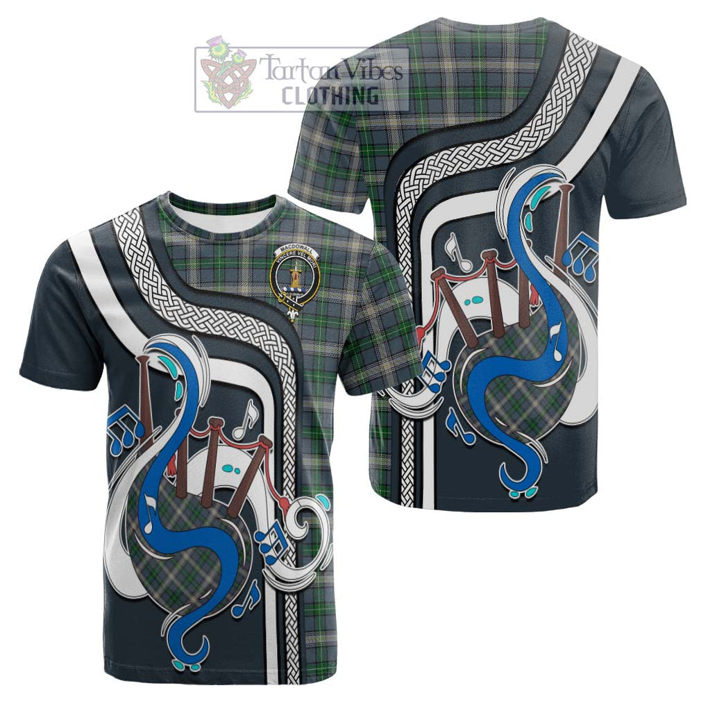 Tartan Vibes Clothing MacDowall Tartan Cotton T-shirt with Epic Bagpipe Style
