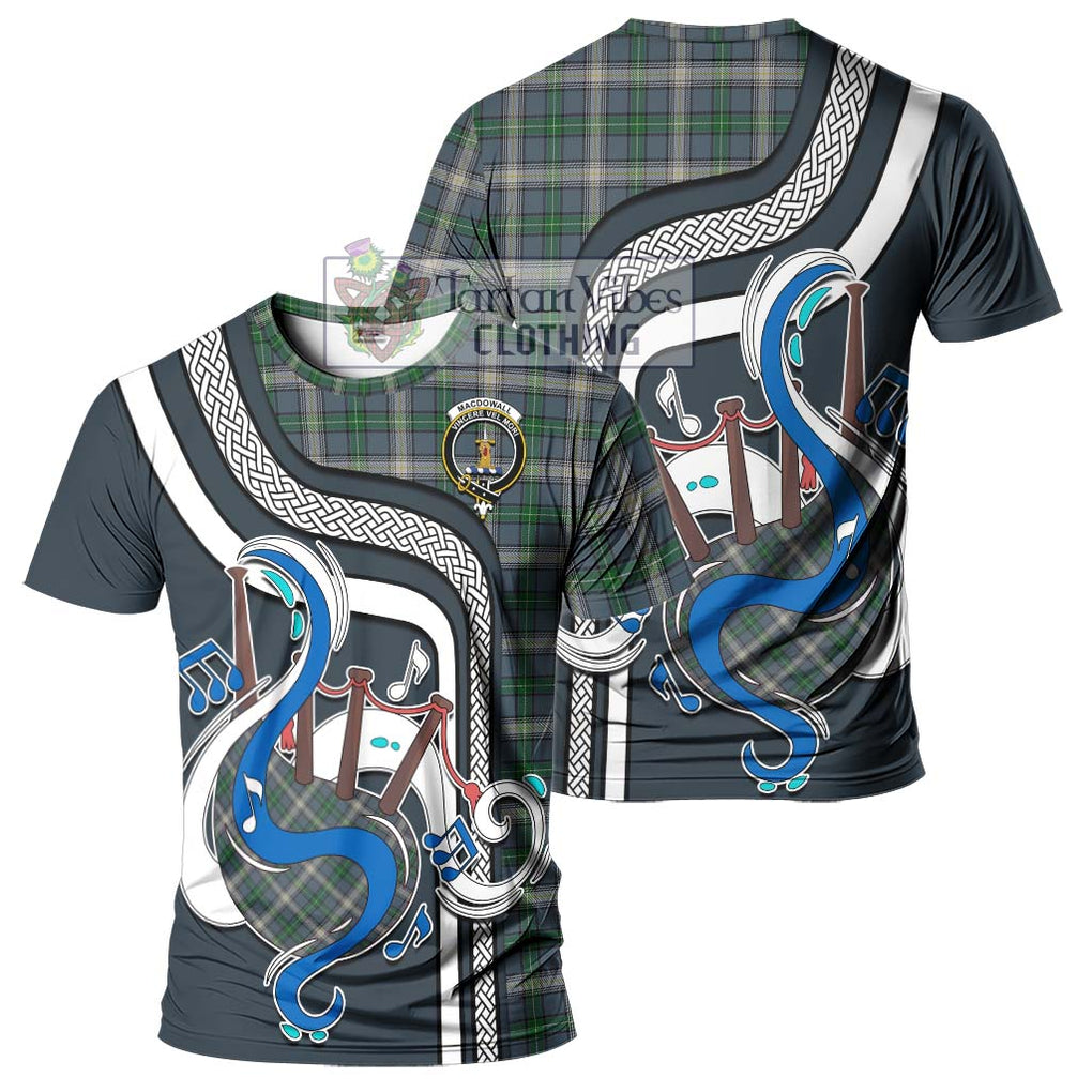 MacDowall (McDowall) Tartan T-Shirt with Epic Bagpipe Style - Tartanvibesclothing Shop
