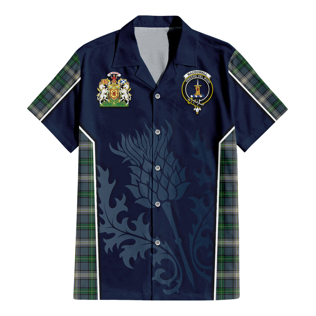 MacDowall (McDowall) Tartan Hawaiian Shirt with Family Crest and Scottish Thistle Vibes Sport Style - Tartan Vibes Clothing
