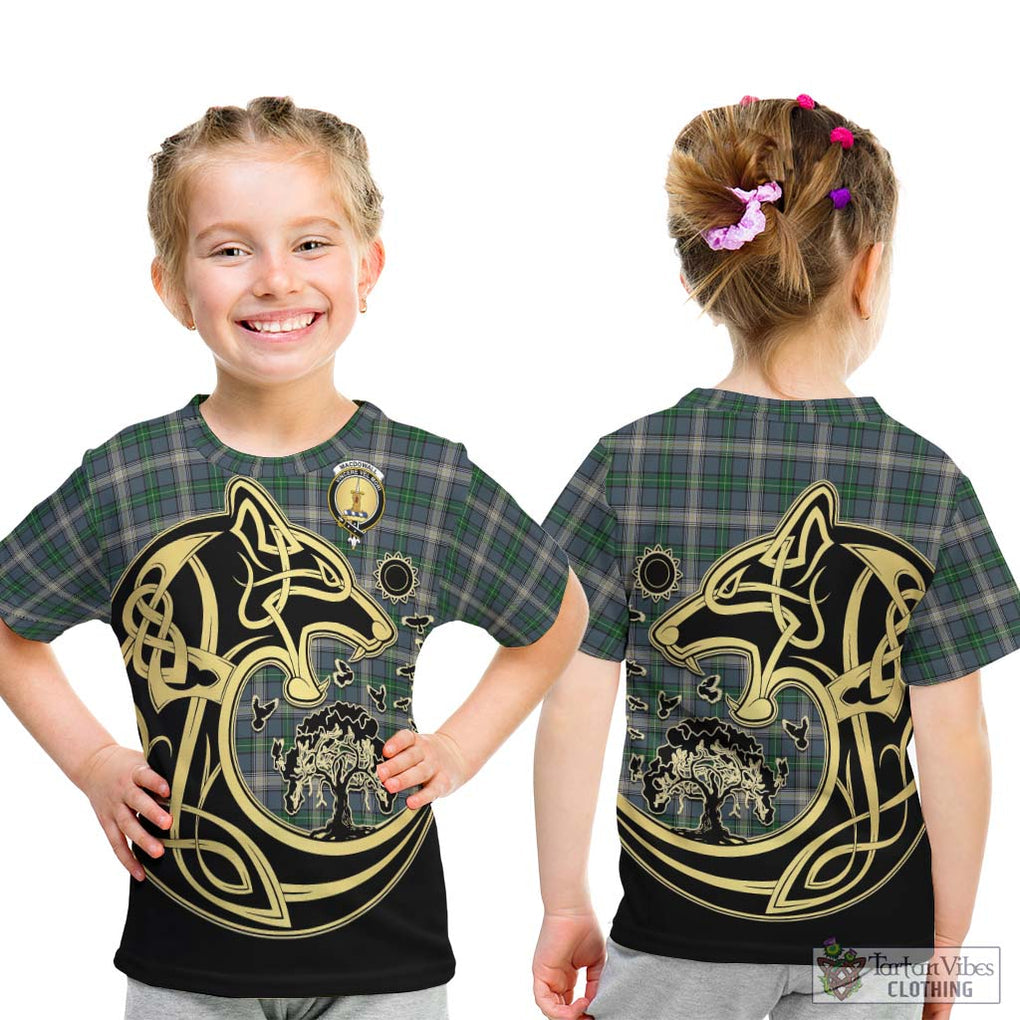 MacDowall (McDowall) Tartan Kid T-Shirt with Family Crest Celtic Wolf Style - Tartan Vibes Clothing