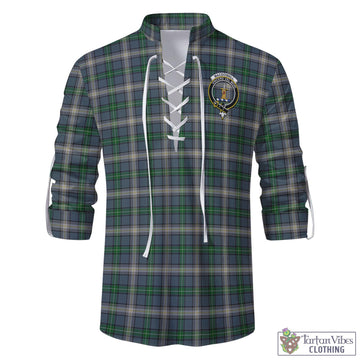 MacDowall Tartan Men's Scottish Traditional Jacobite Ghillie Kilt Shirt with Family Crest