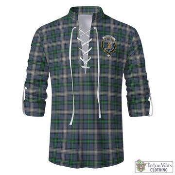 MacDowall (McDowall) Tartan Men's Scottish Traditional Jacobite Ghillie Kilt Shirt with Family Crest