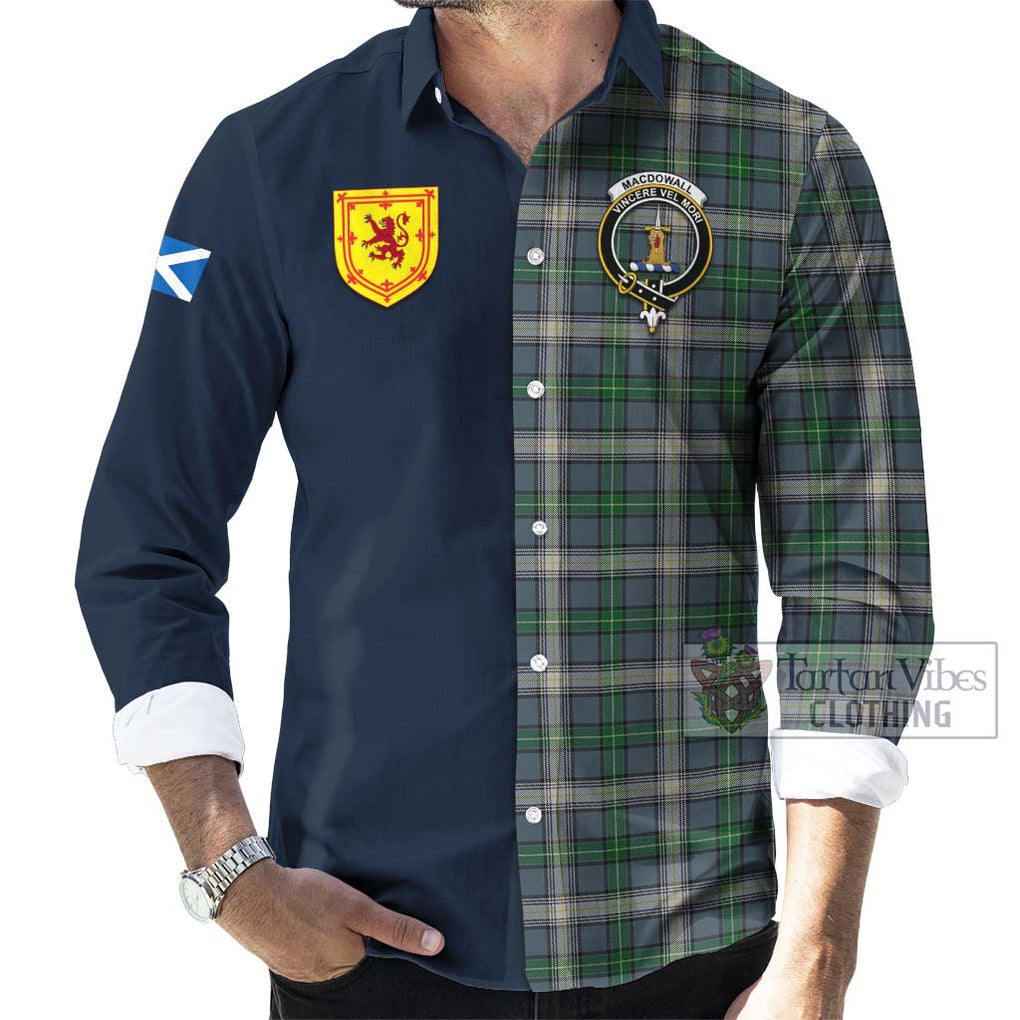 MacDowall (McDowall) Tartan Long Sleeve Button Shirt Alba with Scottish Lion Royal Arm Half Style Men's Shirt - Tartan Vibes Clothing