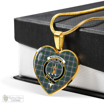 MacDowall Tartan Heart Necklace with Family Crest