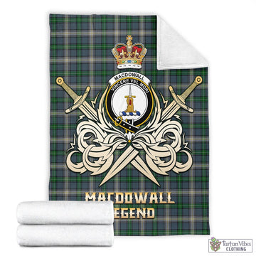 MacDowall (McDowall) Tartan Blanket with Clan Crest and the Golden Sword of Courageous Legacy - Tartan Vibes Clothing
