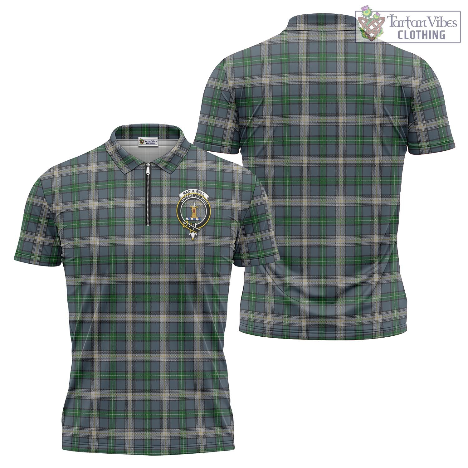MacDowall (McDowall) Tartan Zipper Polo Shirt with Family Crest - Tartan Vibes Clothing