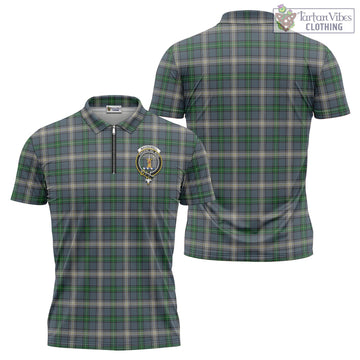 MacDowall Tartan Zipper Polo Shirt with Family Crest