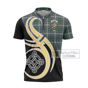 MacDowall (McDowall) Tartan Zipper Polo Shirt with Family Crest and Celtic Symbol Style - Tartan Vibes Clothing