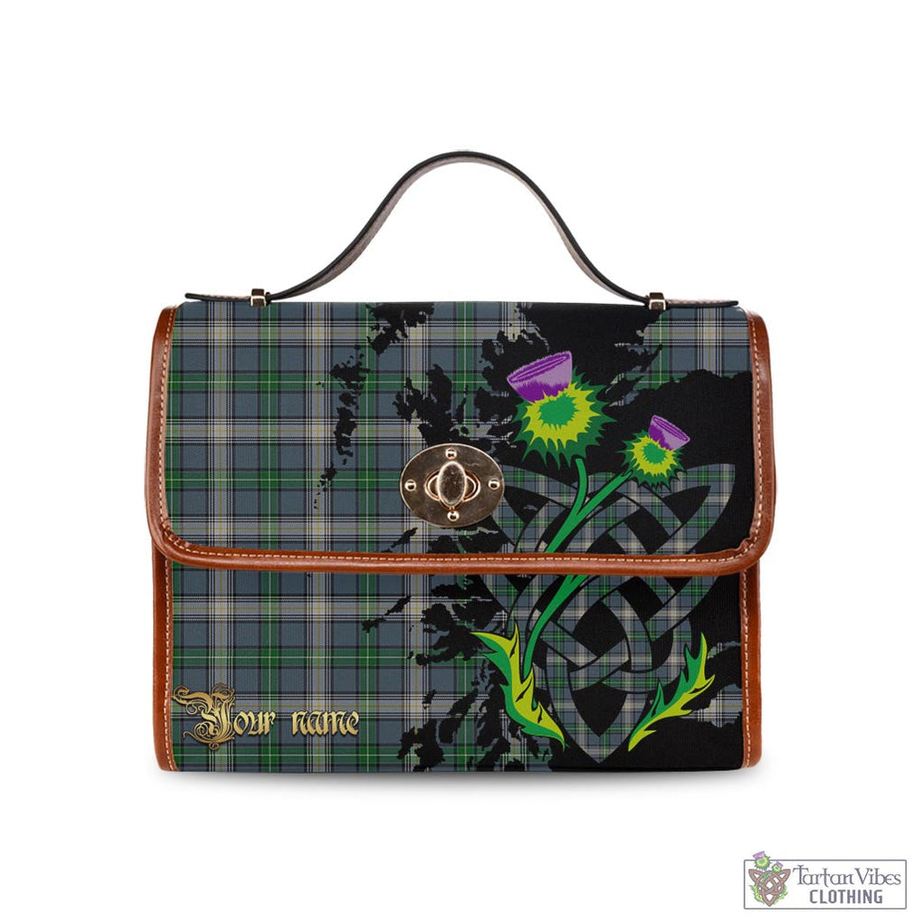 Tartan Vibes Clothing MacDowall Tartan Waterproof Canvas Bag with Scotland Map and Thistle Celtic Accents