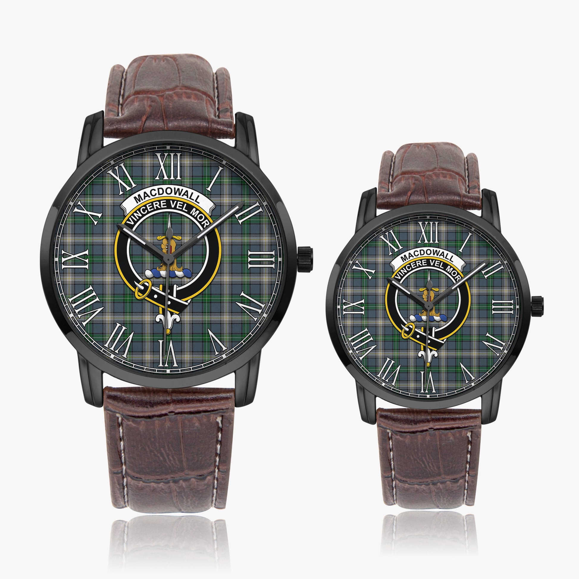 MacDowall Tartan Family Crest Leather Strap Quartz Watch - Tartanvibesclothing