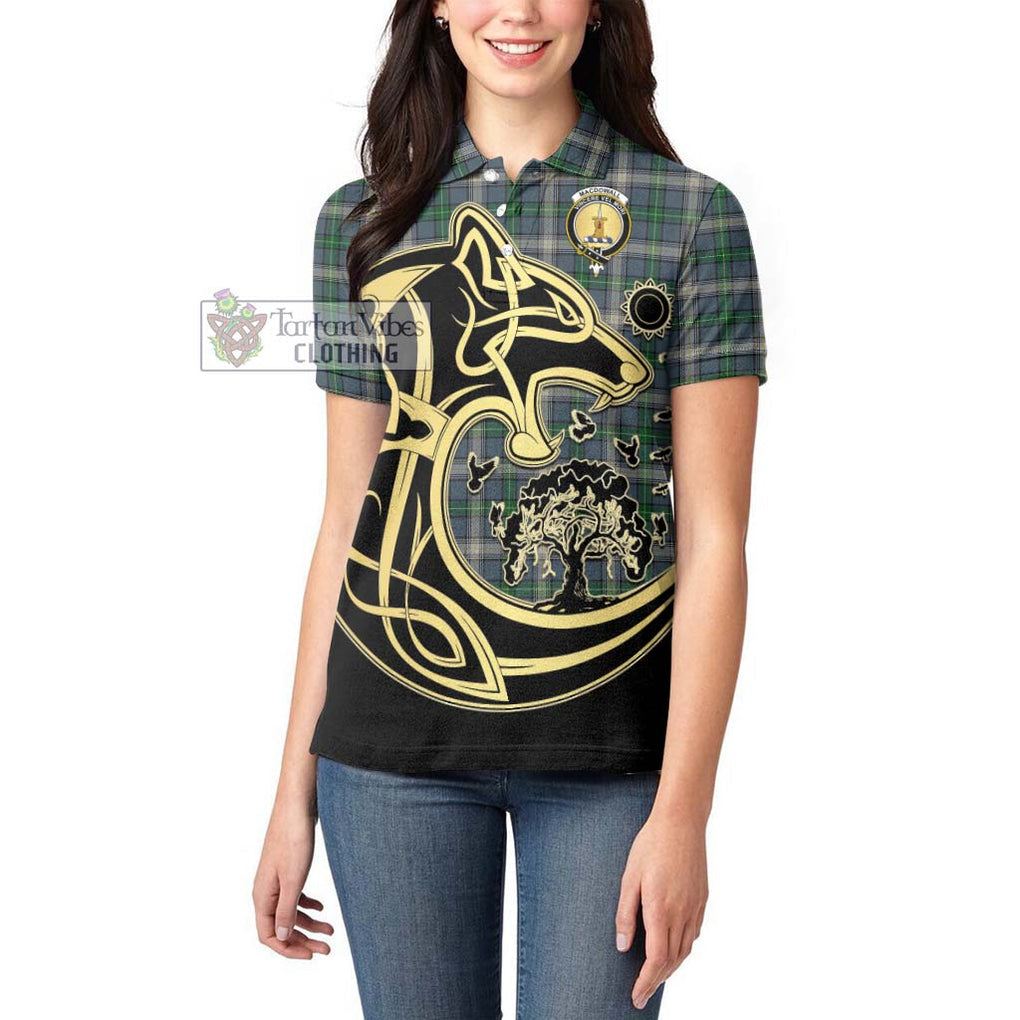 MacDowall (McDowall) Tartan Women's Polo Shirt with Family Crest Celtic Wolf Style - Tartan Vibes Clothing