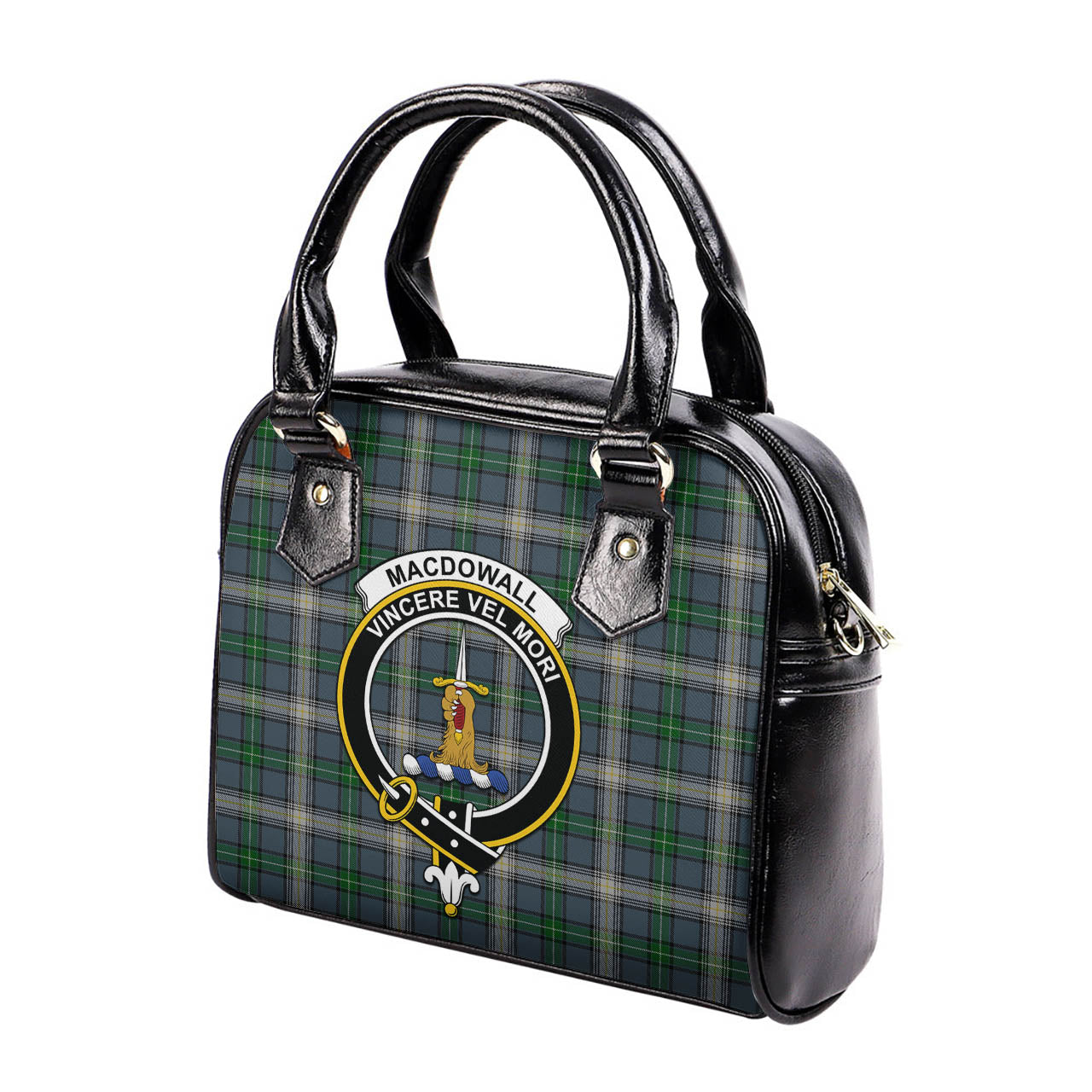 MacDowall Tartan Shoulder Handbags with Family Crest - Tartanvibesclothing