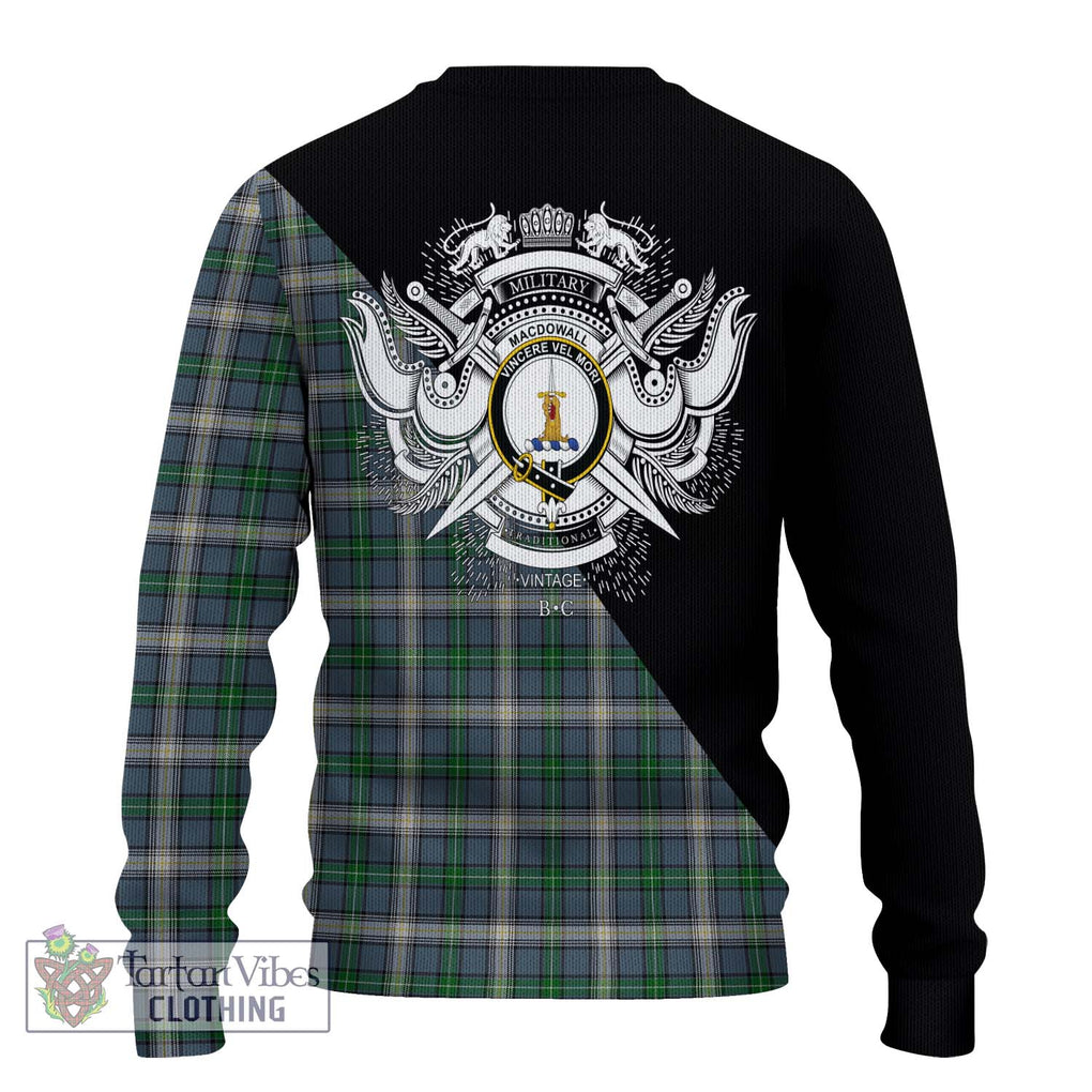 MacDowall (McDowall) Tartan Ugly Sweater with Family Crest and Military Logo Style - Tartan Vibes Clothing