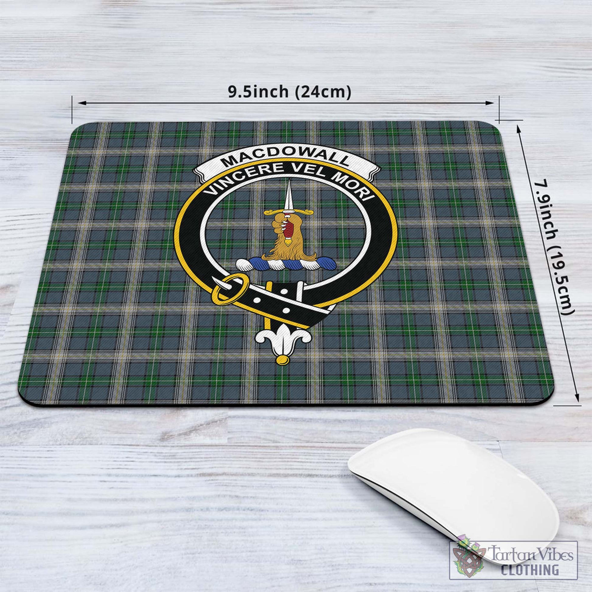 Tartan Vibes Clothing MacDowall Tartan Mouse Pad with Family Crest