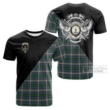 MacDowall (McDowall) Tartan Cotton T-shirt with Family Crest and Military Logo Style