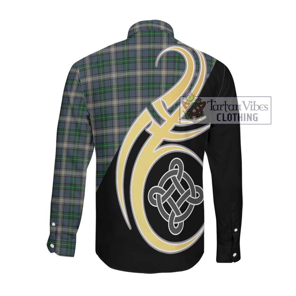 MacDowall (McDowall) Tartan Long Sleeve Button Shirt with Family Crest and Celtic Symbol Style Men's Shirt - Tartan Vibes Clothing