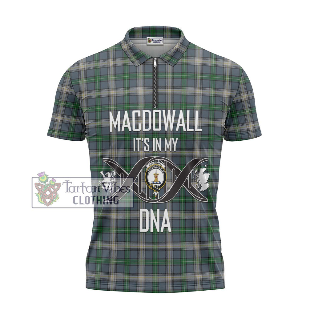 MacDowall (McDowall) Tartan Zipper Polo Shirt with Family Crest DNA In Me Style - Tartan Vibes Clothing
