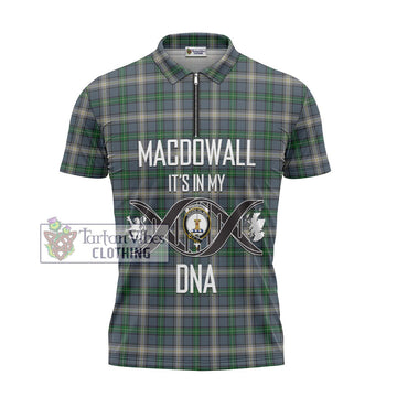 MacDowall (McDowall) Tartan Zipper Polo Shirt with Family Crest DNA In Me Style - Tartan Vibes Clothing