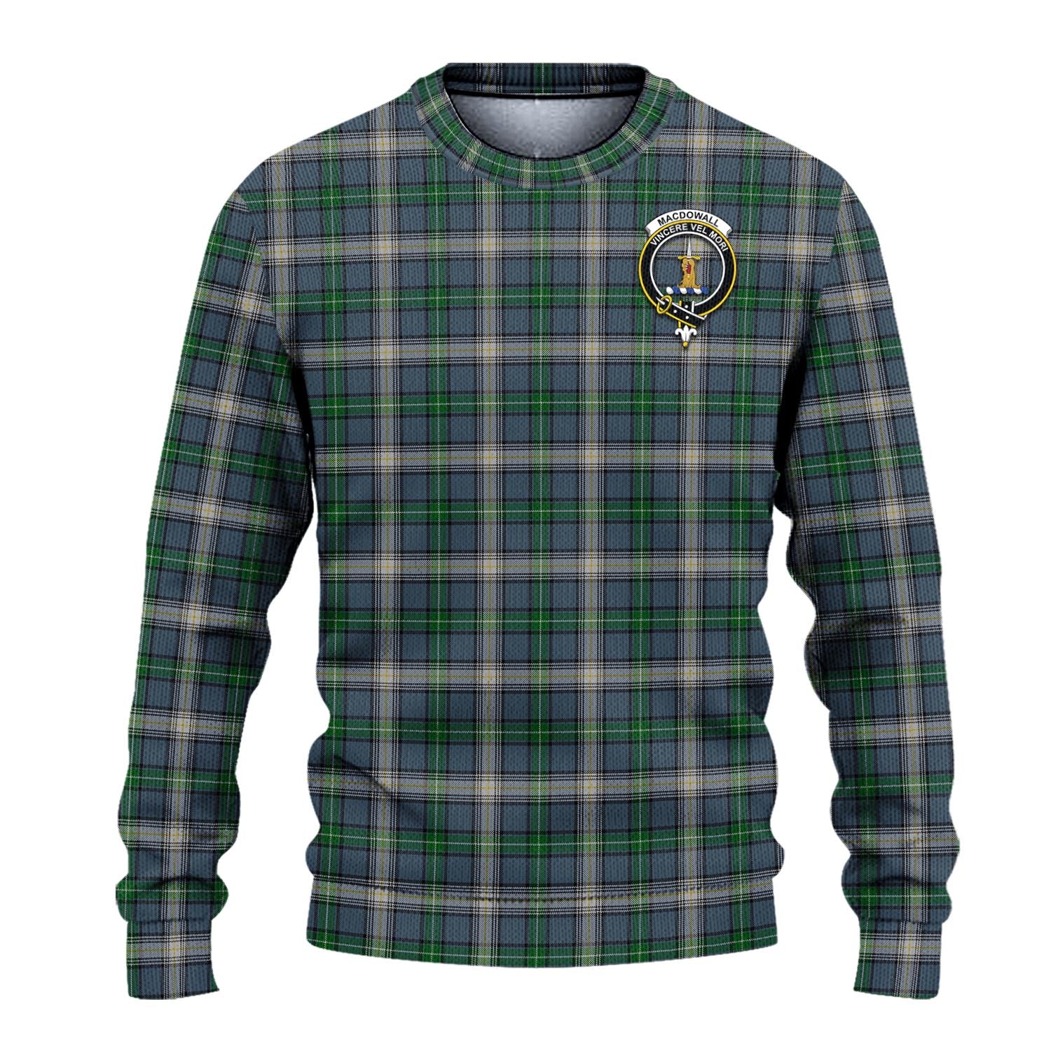 MacDowall Tartan Knitted Sweater with Family Crest - Tartanvibesclothing