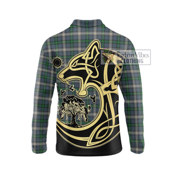 MacDowall (McDowall) Tartan Long Sleeve Polo Shirt with Family Crest Celtic Wolf Style - Tartan Vibes Clothing
