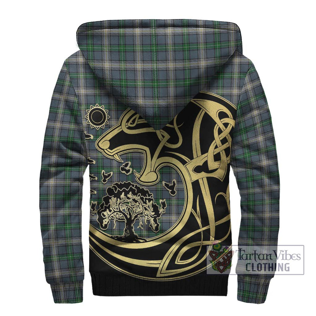 MacDowall (McDowall) Tartan Sherpa Hoodie with Family Crest Celtic Wolf Style - Tartan Vibes Clothing