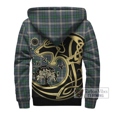 MacDowall (McDowall) Tartan Sherpa Hoodie with Family Crest Celtic Wolf Style - Tartan Vibes Clothing