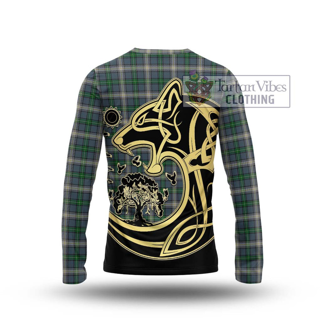 MacDowall (McDowall) Tartan Long Sleeve T-Shirt with Family Crest Celtic Wolf Style - Tartan Vibes Clothing