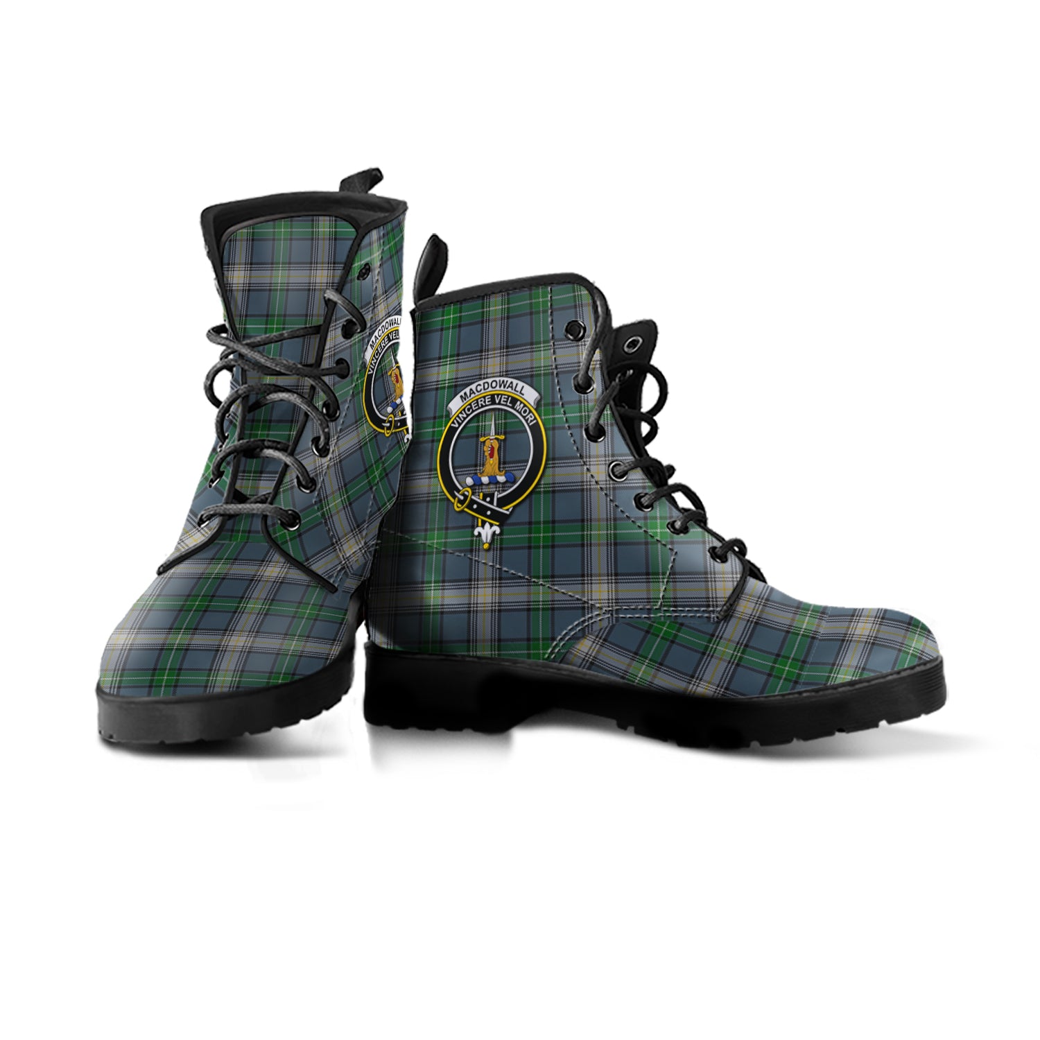 MacDowall (McDowall) Tartan Leather Boots with Family Crest - Tartan Vibes Clothing